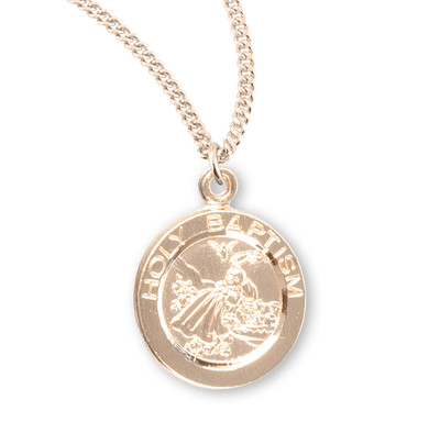 Holy Baptism Med Round Gold Over Sterling Silver Medal