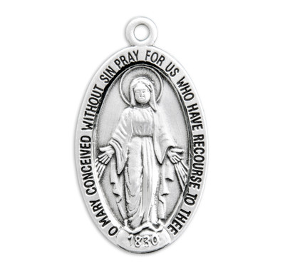Sterling Silver Oval Miraculous Medal