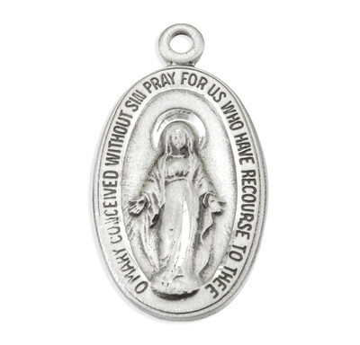 Sterling Silver Oval Miraculous Medal