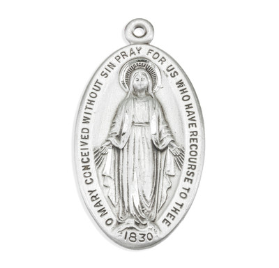 Sterling Silver Oval Miraculous Medal