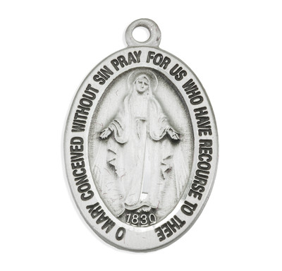 Sterling Silver Oval Miraculous Medal