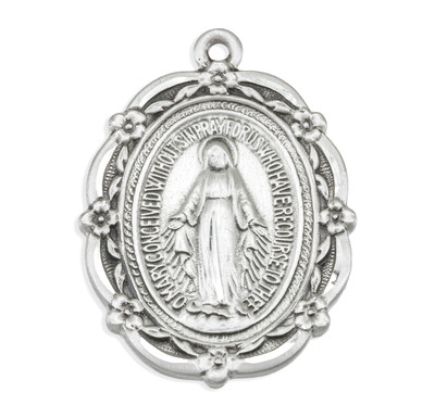 Sterling Silver Oval Miraculous Medal