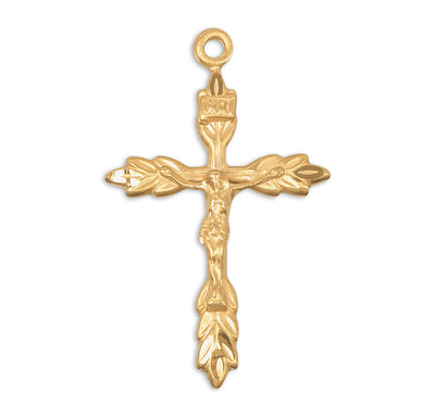 Gold Over Sterling Silver Wheat Crucifix