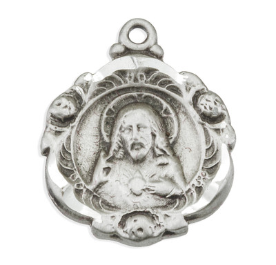 Sacred Heart of Jesus Sterling Silver Scapular Medal