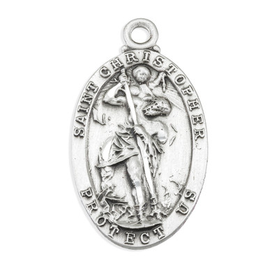 Saint Christopher Oval Sterling Silver Medal