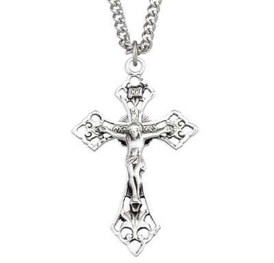 Sterling Silver Pierced Crucifix with Angle Tips