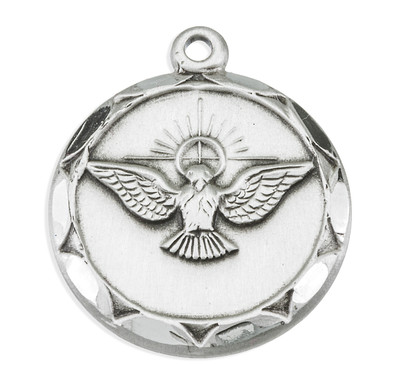 Holy Spirit Round Sterling Silver Medal