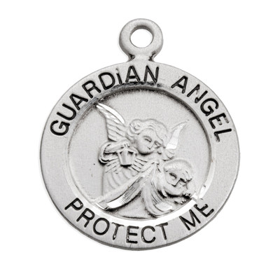 Guardian Angel Round Sterling Silver Medal