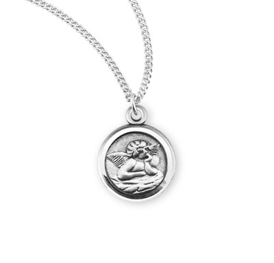 Guardian Angel Round Sterling Silver Medal