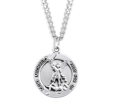 Saint Michael Round Sterling Silver Medal