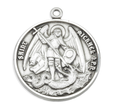 Saint Michael Round Sterling Silver Medal
