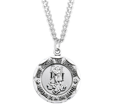 Saint Michael Round Sterling Silver Military Medal