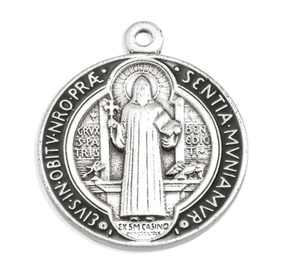Sterling Silver St. Benedict Pendant with Black and Red Epoxy