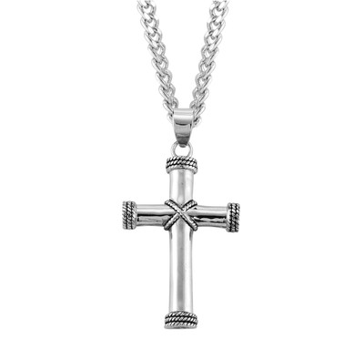 Rope Design Tip Sterling Silver Cross