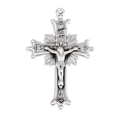 Sunburst Sterling Silver Crucifix