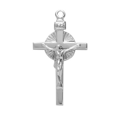 Sunburst Sterling Silver Crucifix