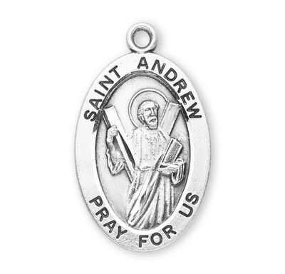Patron Saint Andrew Oval Sterling Silver Medal