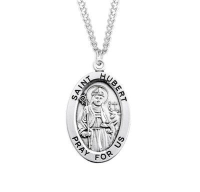 Patron Saint Hubert Oval Sterling Silver Medal