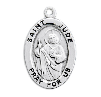 Patron Saint Jude Oval Sterling Silver Medal