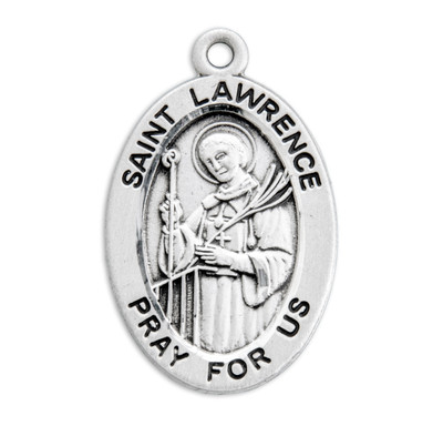 Patron Saint Lawrence Oval Sterling Silver Medal