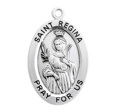 Patron Saint Regina Oval Sterling Silver Medal