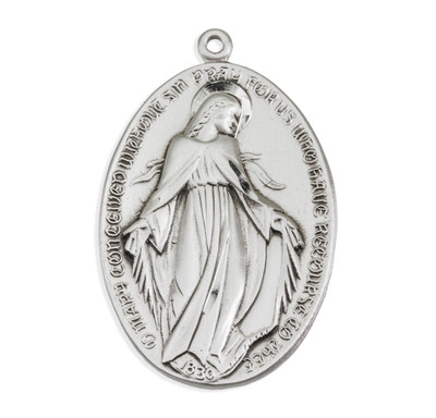 Sterling Silver Profile "Art Deco" Style Miraculous Medal