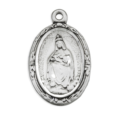 Our Lady of Laleche Oval English Version Sterling Silver Medal