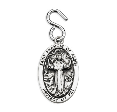 Saint Francis of Assisi Oval Sterling Silver Pet Medal