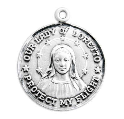 Our Lady of Loretto Round Sterling Silver Medal