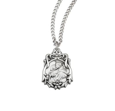 Saint Anthony Floral Bordered Sterling Silver Medal