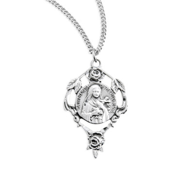 Saint Therese Round Sterling Silver Medal