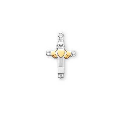 Two-Tone Sterling Silver Claddagh Cross
