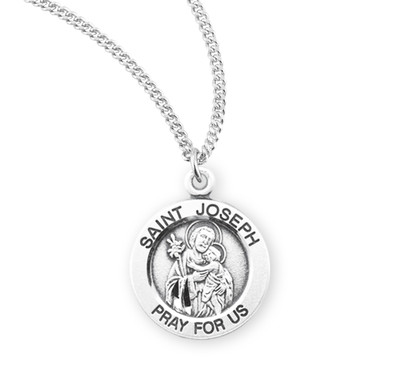 Patron Saint Joseph Round Sterling Silver Medal