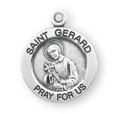 Patron Saint Gerard Round Sterling Silver Medal
