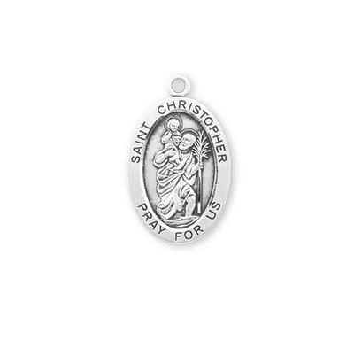 Patron Saint Christopher Oval Sterling Silver Medal