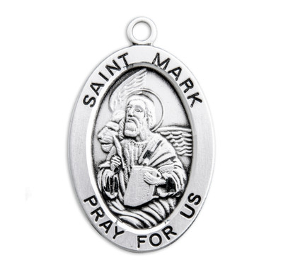 Patron Saint Mark Oval Sterling Silver Medal