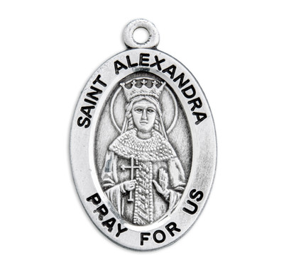 Patron Saint Alexandra Oval Sterling Silver Medal