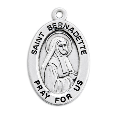 Patron Saint Bernadette Oval Sterling Silver Medal