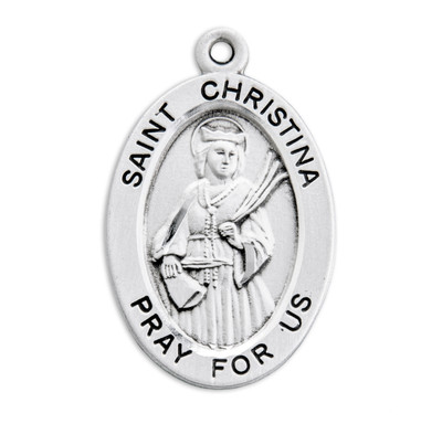 Patron Saint Christina Oval Sterling Silver Medal