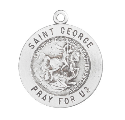 Patron Saint George Round Sterling Silver Medal