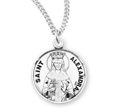 Patron Saint Alexandra Round Sterling Silver Medal