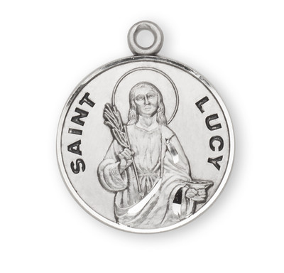 Patron Saint Lucy Round Sterling Silver Medal