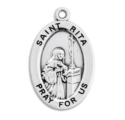 Patron Saint Rita Oval Sterling Silver Medal