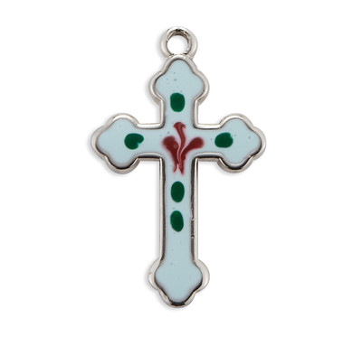 Sterling Silver Blue Enameled Cross