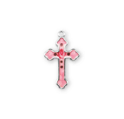 Sterling Silver Pink Enameled Cross