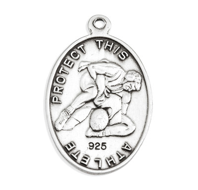 Saint Sebastian Oval Sterling Silver Wrestling Male Athlete Medal