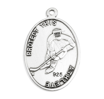Lord Jesus Christ Oval Sterling Silver Hockey Male Athlete Medal