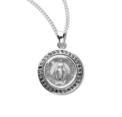 Sterling Silver Round Miraculous Jet Black Cubic Zirconia "CZ's" Pendant