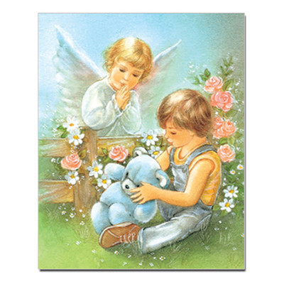 ANGEL PRAYING & YOUNG BOY CARDED 8x10 PRINT FOR FRAMING