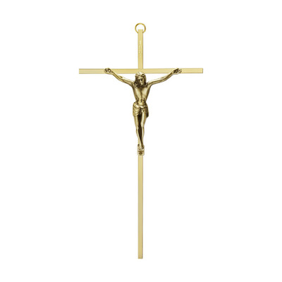 Antique Brass Finish Slim Line Crucifix – 10 inches
